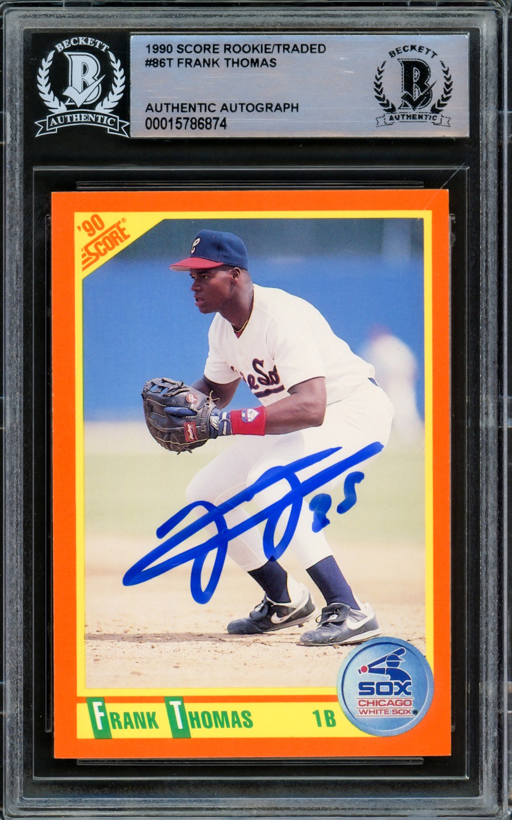 Frank Thomas Signed 1990 Score Traded Rookie Card #86T Chicago White Sox Beckett