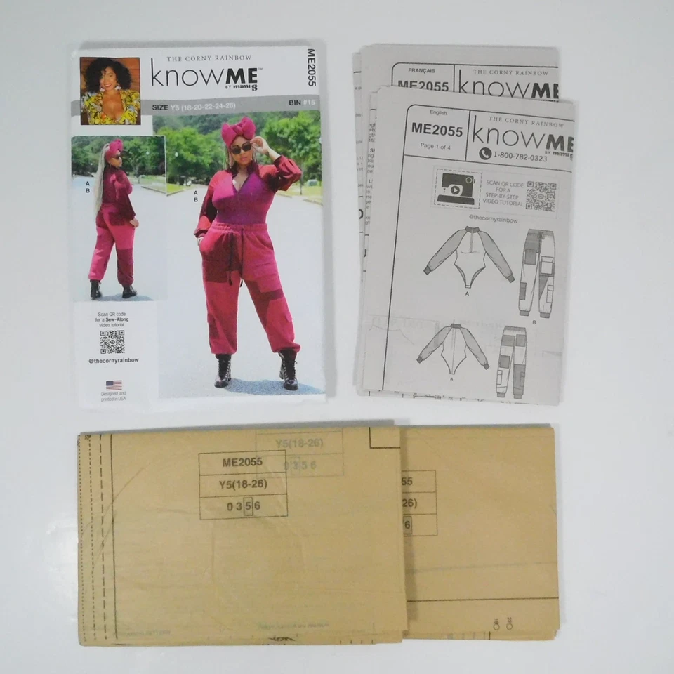 KnowMe 2055 MIsses Bodysuit Cargo Sweatpants Pattern Size 18-26 Uncut Pockets - Image 2 of 4