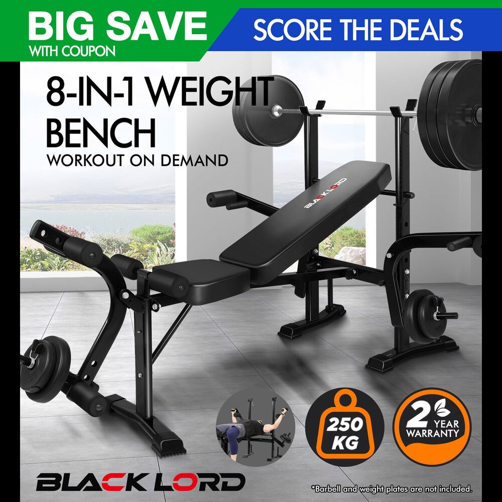 BLACK LORD Weight Bench 8in1 Press Multi-Station Fitness Home Gym