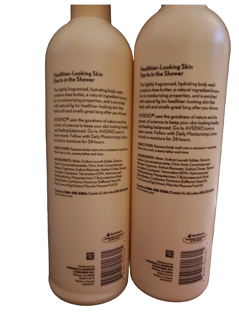 2x Aveeno FIG Shea Butter Positively Nourishing Aveeno Body Wash, 16 oz 