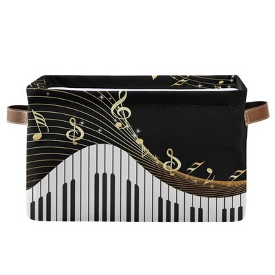 Music Piano Keyboard Note Storage Bin Kids Women Canvas Compressible Organize...