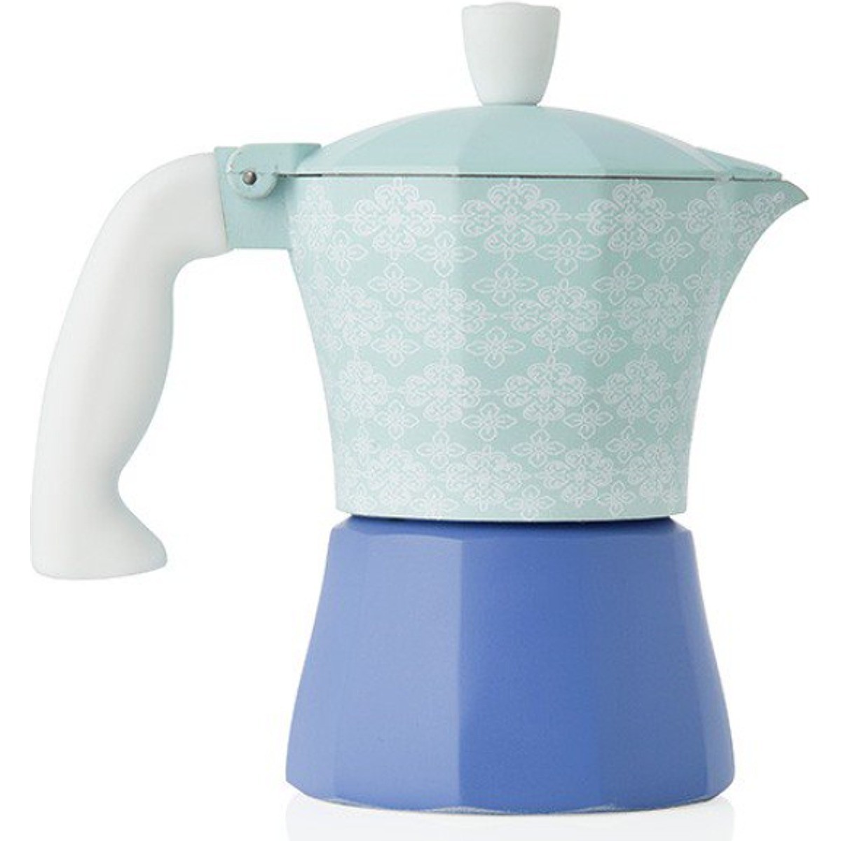 Caffettiera Panarea 3 tazze Brandani alluminio verde acqua e blu