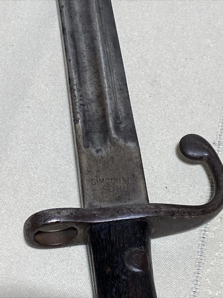 Primera Guerra Mundial Simson & Co Suhl. Bayoneta alemana Mauser 1908, original con funda de cuero Foto 2 de 4