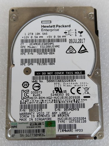 HP 1.2TB SAS2 2.5" HDD Hard Drive 10K RPM 6Gbps 768788-004 EG1200JEHMC - Picture 2 of 2