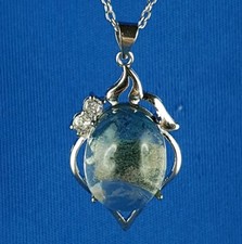 Lodolith Chloritquarz Edelstein Heilstein Kette versilbert Bergkristall Quarz 