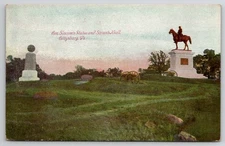 Gettysburg PA General Slocum's Statue Steven's Knoll Postcard J45