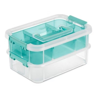 Stack & Carry 2 Tray Handle Box Organizer: Plastic, Stackable, Portable, Storage