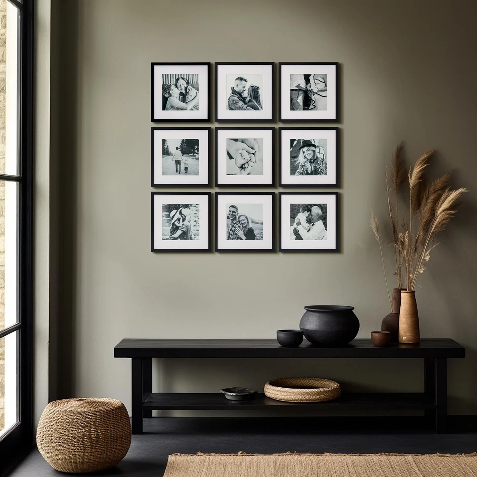 Marco de fotos cuadrado, marco de pared de galería negro conjunto de imágenes de exhibición 8x8 pulgadas... Foto 2 de 4