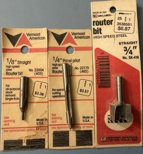 3 Vintage Vermont American Router Bits, New & Unused, USA