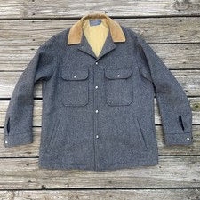 Vintage Pendleton Wool Mackinaw Jacket Mens M Gray Field Chore Coat Made USA