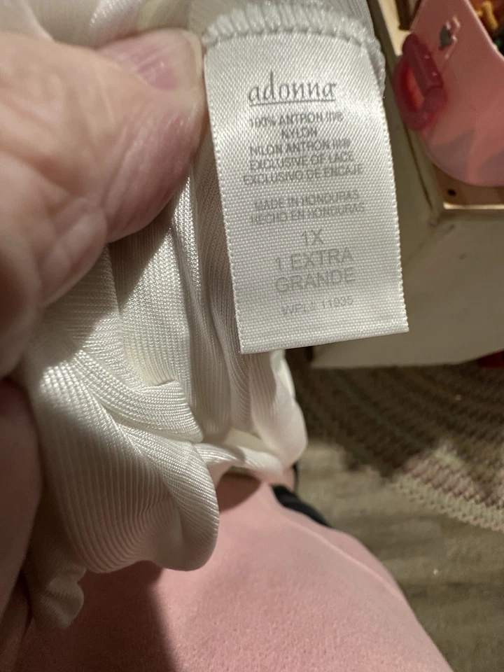 Vestido Adonna Feminino 1X Nylon Branco 26” Comprimento Roupa Íntima Vintage - Imagem 4 de 4