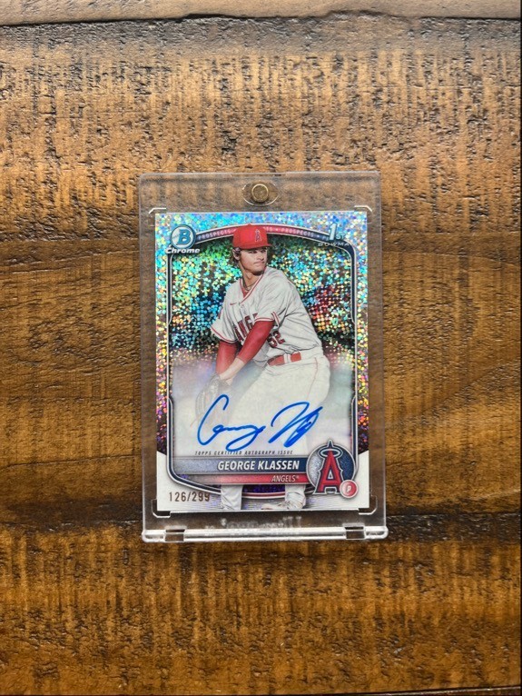 GEORGE KLASSEN 2025 TOPPS BOWMAN CHROME SPECKLE ROOKIE AUTO /299 #CPA-GK ANGELS