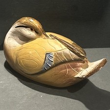 Vintage Hand Carved Painted Wooden Duck Decoy READ