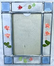 Vintage Pressed Wildflower 4"x6" Photo Frame Botanical Glass Art- Clear Glass