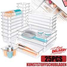 25X Drawer Organiser Trays 4 sizes for Cosmetics Kitchen Bathroom Plastic Divide