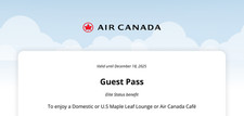 Two (2x) Air Canada Maple Leaf Lounge One-time Pass Expires Dec 18, 2025 E-Deliv