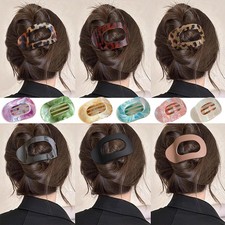 Flat Oval Claw Clips for Thick Thin Hair Round Lay Down Leopard Matte Shine