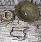 WW1 Or WW2 Possibly, Old Military Helmet W/ Liner Parts And Chinstrap Parts