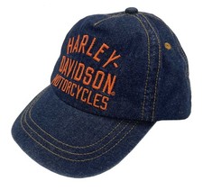 Harley-Davidson Little Boys' Embroidered H-D Denim Adjustable Baseball Cap, Blue