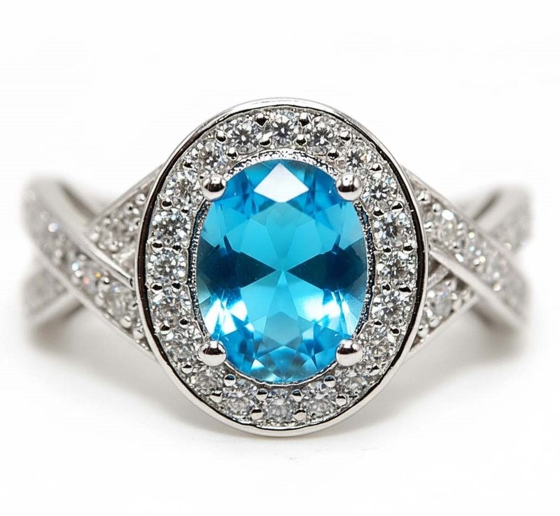 3CT Heat Treated Blue Topaz 925 Solid Sterling Silver Ring Jewelry Sz 7 