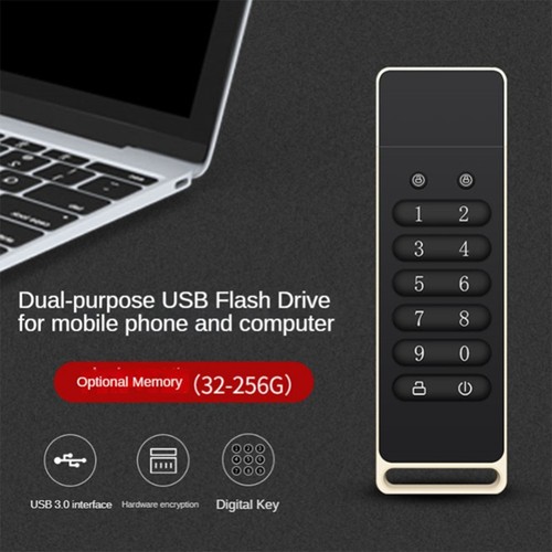 Secure USB Drive, 128GB Encrypted USB Flash Drive Hardware Password Memory8900 - Afbeelding 2 van 8