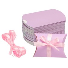 uxcell 50Pcs Pillow Boxes 3.5 x 2.8 x 1 Inch Gift Boxes with Ribbons, Presents P