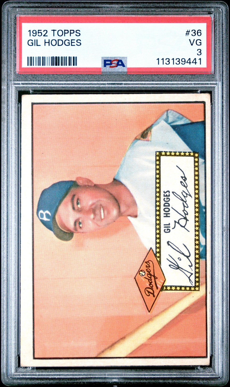 1952 TOPPS #36 GIL HODGES PSA 3