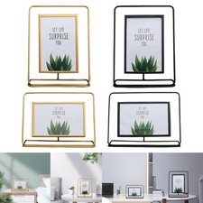 Metal Floating Picture Frame Photo Display DIY Artwork Mementos Gold Desk Brass