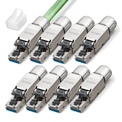 Werkzeuglose Cat 7 RJ45 Netzwerkstecker   8 Stück, vergoldet, 10 Gbit/s, POE ...