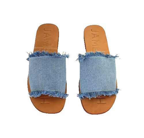 SAOLA Sandali donna James Smith denim slides suola pelle sfilacciata taglia 38 NUOVI