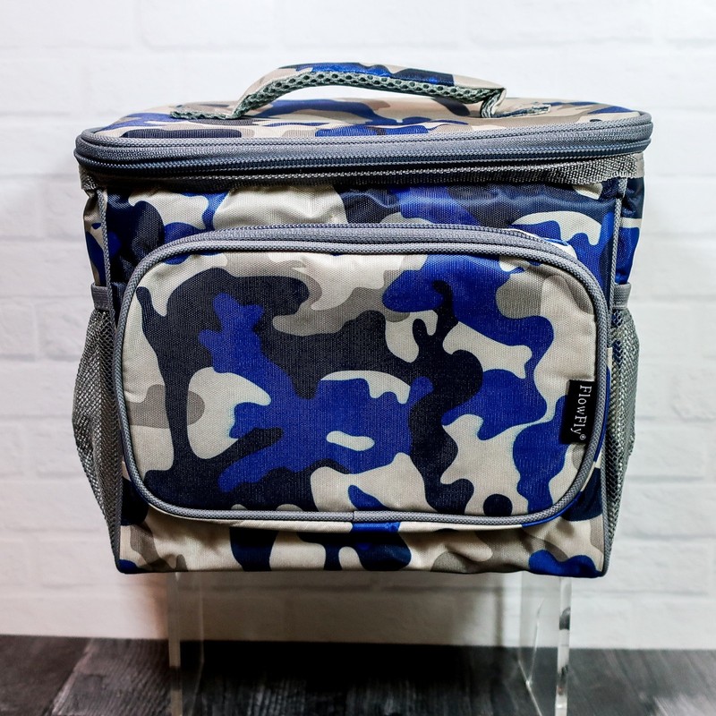 FlowFly Insulated Soft Lunch/Thermal Bag Mini Cooler in Fun Blue Camo