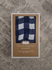 Mud Pie Baby Boy Magnolia Cotton Muslin Swaddle Blanket In Gift Box 47  X 47  