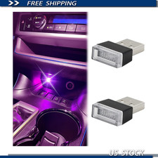 2-pack Pink Purple Usb Led Interior Car Light