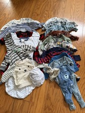 Lot of Newborn NB Baby Boy Clothes One Piece Sleep Sacs Fleece