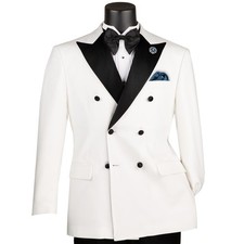 BIG  TALL Men's White Double-Breasted Modern Fit Tuxedo w/ Flex Waist NWT