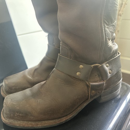 Frye O Ring Stud Brown Harness Motorcycle Boots Mens 8 1/2 M (87350) made in USA - Picture 4 of 10