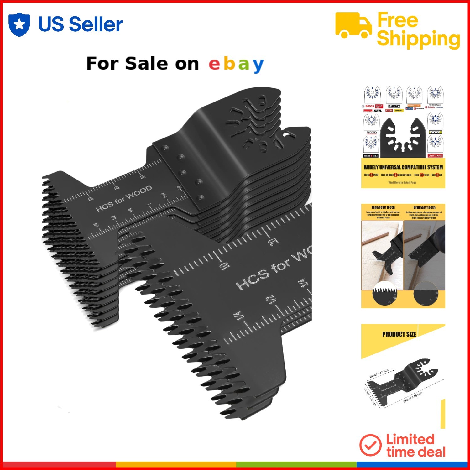 60pcs Japanese Long Teeth Oscillating Saw Blades Quick Release Multi Tool Accessories