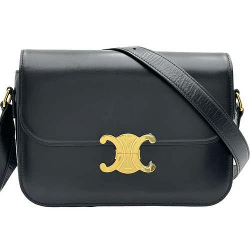 CELINE Classic Triomphe Black Leather Shoulder Bag #OKB8448