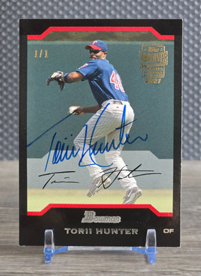 2021 Topps Archives TORII HUNTER 1/1 auto 2004 Bowman #87 Twins
