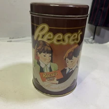 Reeses Peanut Butter Vintage Tins 1990 Holiday and 1989 Reese's Story