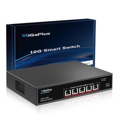5-Port 10Gb Ethernet Switch Unmanaged with 5X10G RJ45 Unmanaged, Black