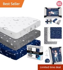 Durable Mini Crib Sheets Set - Fitted Cotton Blend for All-Night Comfort