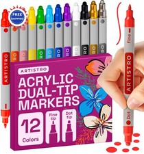 Acrylic Paint Markers 12 Count for Rock Fabric Wood Glass Decoration ARTISTRO