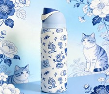 Owala FreeSip 32oz Water Bottle Delft Cats Limited Edition Stainless US STOCK