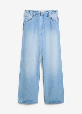 Wide-Leg-Jeans Mid Waist Bequembund Full Length Gr. 50 Hellblau Damenjeans Neu
