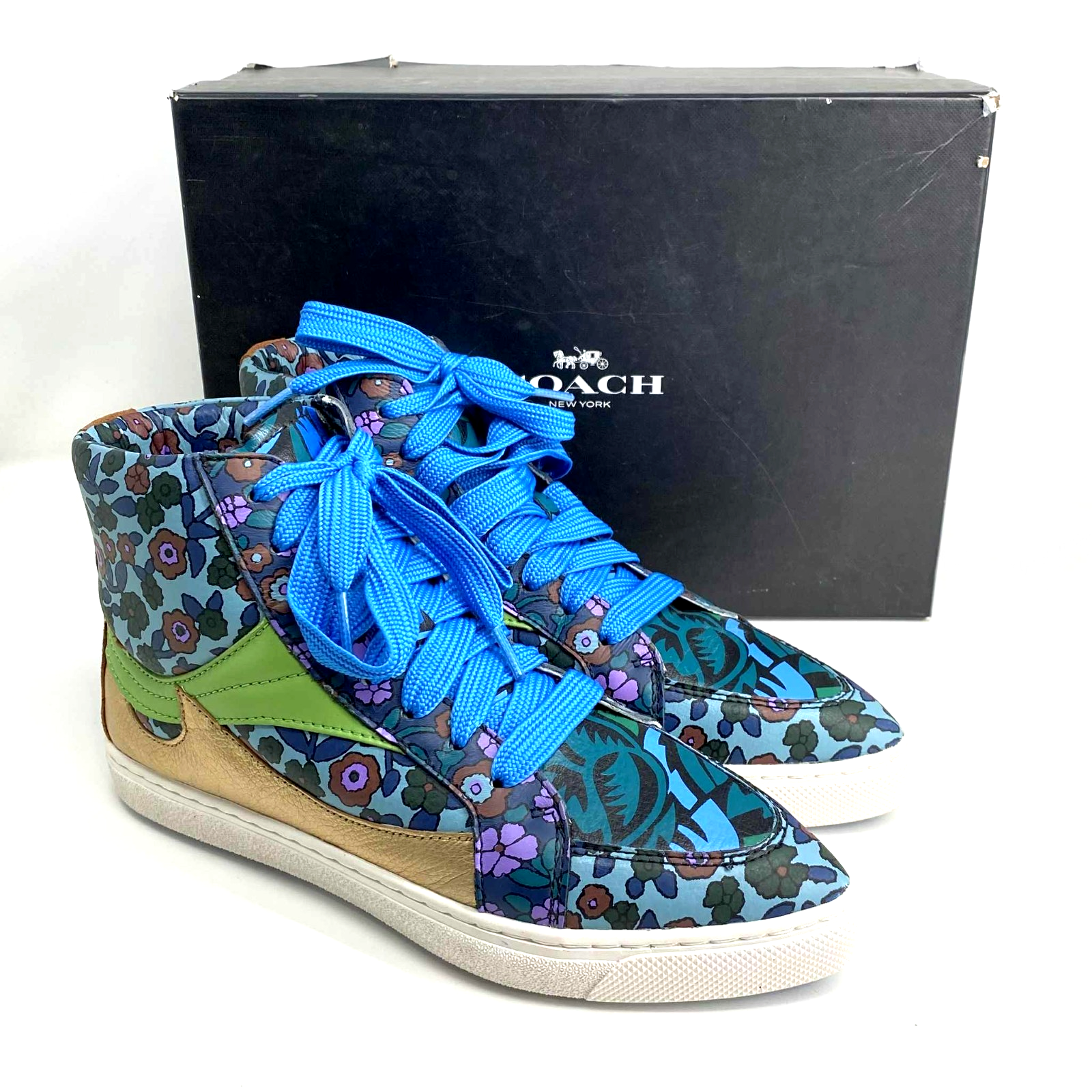 Coach C203 Womens Shoes 7.5 Floral High Top Sneakers New Size 7.5M
