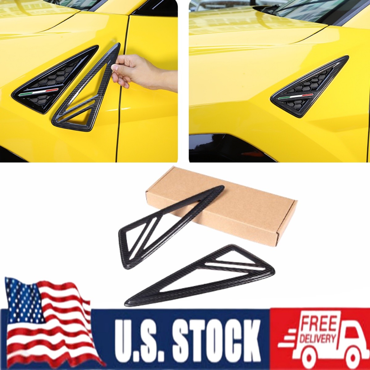 Real Carbon Fiber Car Side Fender Cover Trim Fits For Lamborghini URUS 2018-2021
