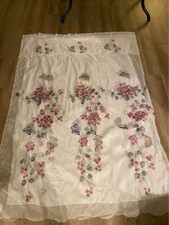 Set of 2 Sheer Butterfly Floral Curtains  3D Appliqu   White  58  x 78  