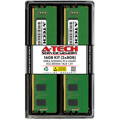 A-Tech 16GB 2x 8GB 1Rx8 PC4-25600R DDR4 3200 MHz ECC REG RDIMM Server Memory RAM