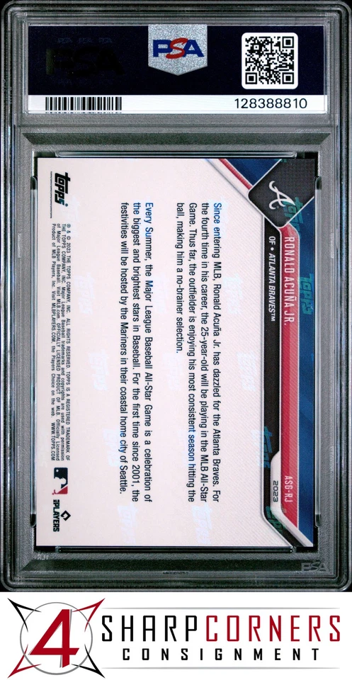 2023 TOPPS NOW MLB ALL-STAR GAME SELECTIONS #ASGRJ RONALD ACUNA JR. PSA 10 - Image 2 of 2